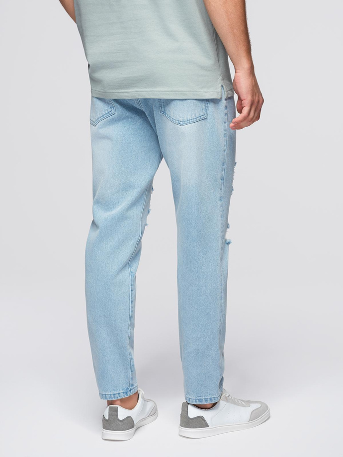 Pantaloni din denim pentru bărbați CARROT FIT cu frecare - albastru deschis V1 OM-PADP-0250