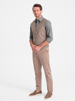 Men's suit vest without lapels - beige V2 OM-BLZV-0112