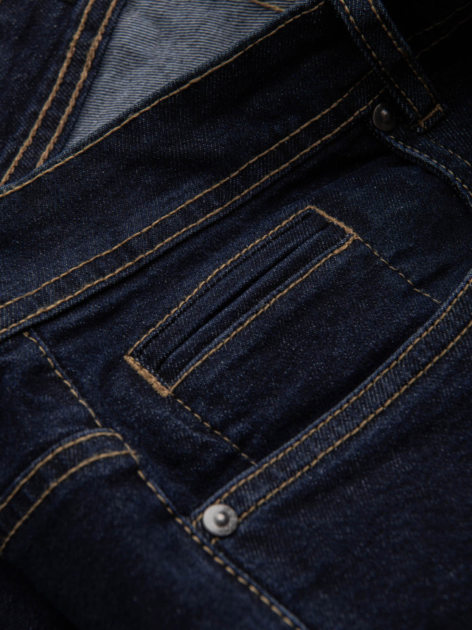 Pánske džínsové šortky s ohrnutými nohavicami - tmavomodré V1 OM-SRDS-0134