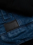 Men's denim jacket with knitted sleeves and hood - blue and black V2 OM-JADJ-0220