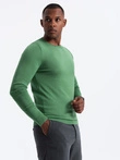 Classic men's sweater with round neckline - green V13 OM-SWBS-0106