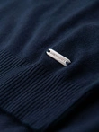 Men's buttonless polo shirt with classic weave - navy blue V1 OM-POSS-0159