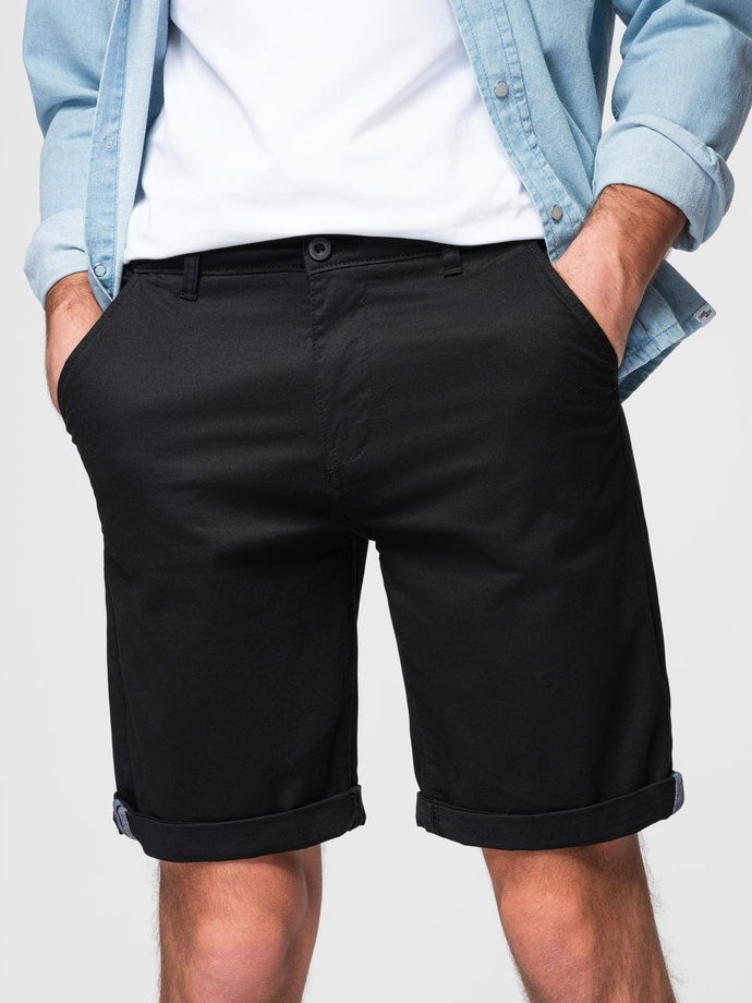 Pantaloni scurți casual pentru bărbați SLIM FIT jacquard knit - albastru marin V1 OM-SRCS-0168