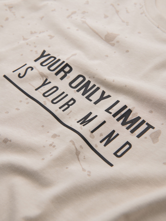 Tricou din bumbac imprimat cu decolteu rotund - negru V2 OM-TSFP-0225