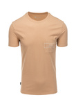 Men's cotton t-shirt with pocket print - light brown V6 S1742