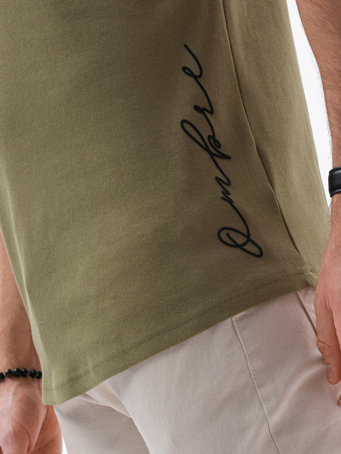 Pánské tričko s potiskem - olivová S1387