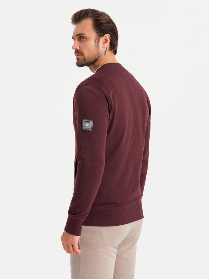 Bărbați bomber de bumbac bomboane sweatshirt descheiat - burgundy V13 OM-SSZP-0215