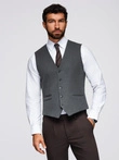 Men's suit vest with classic detailing and lining - graphite V3 OM-BLZV-0142