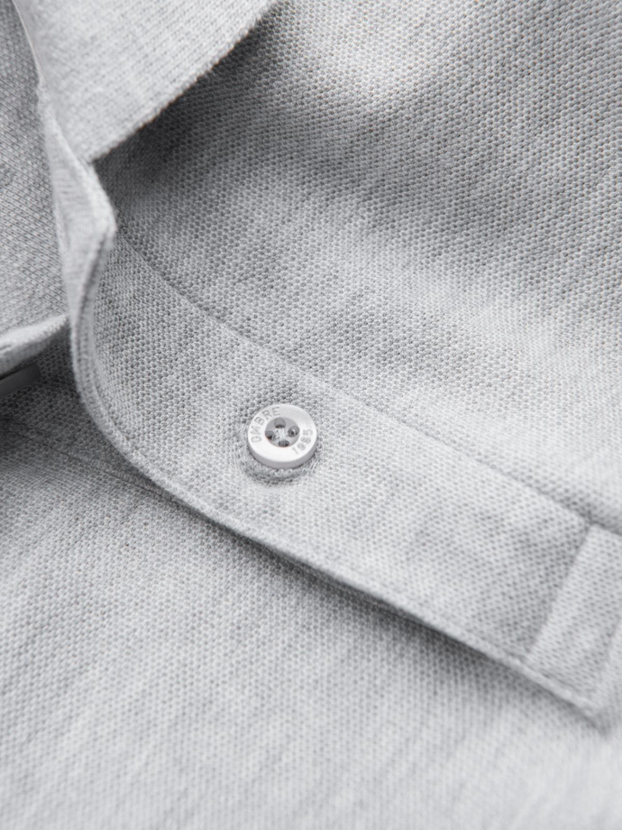 Tricou polo BASIC tricot piqué pentru bărbați, o singură culoare - gri V20 OM-POBS-0100