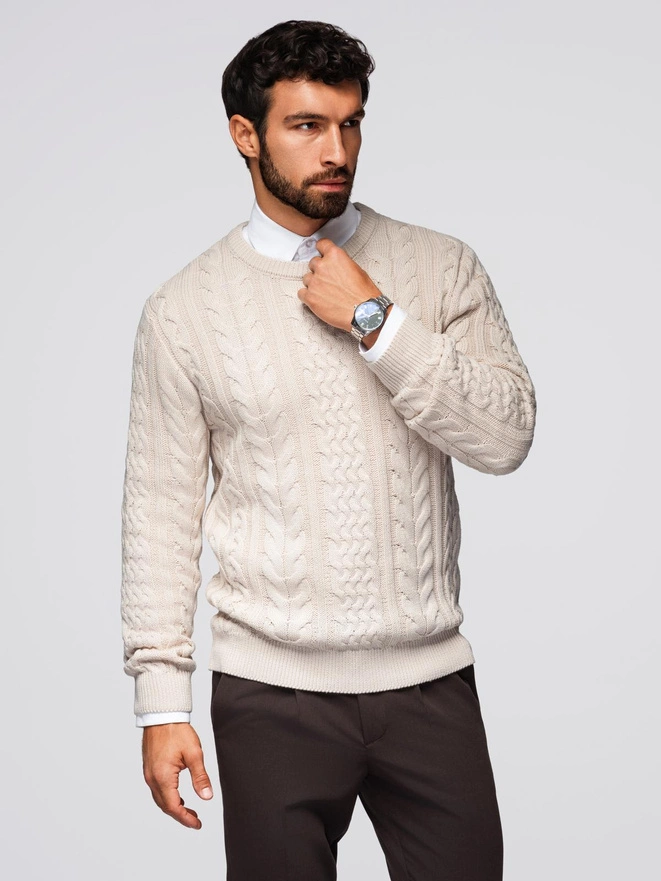 Knitted monochrome men's viscose cardigan - navy blue V1 OM-SWCD-0126