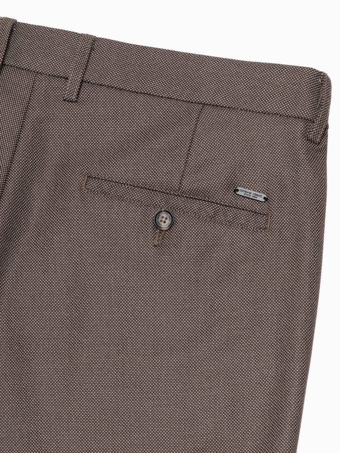 Vyriškos klasikinės chino kelnės SLIM FIT - tamsiai smėlio spalvos V2 OM-PACP-0182
