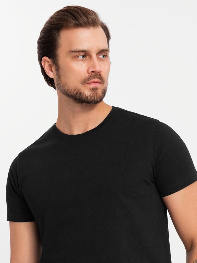 BASIC men's cotton t-shirt set with round neckline - black/green/khaki V3 OM-TSBS-0232