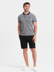Pánske štruktúrované pletené šortky SLIM FIT - čierne V2 OM-SRCS-0126