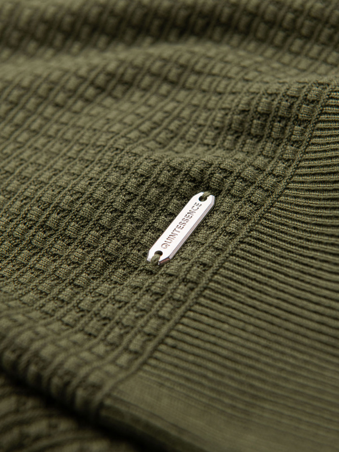 Structured knitted shirt for men - olive V1 OM-TSCT-0253