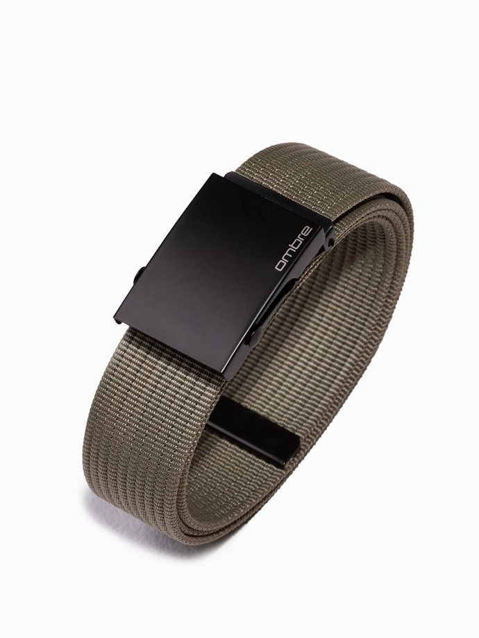 Men's belt with adjustable buckle - khaki A030