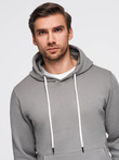 Men's kangaroo hooded sweatshirt - gray V8 OM-SSBN-0177