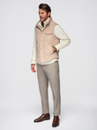 Men's peach effect quilted vest - beige V1 OM-JAVJ-0277