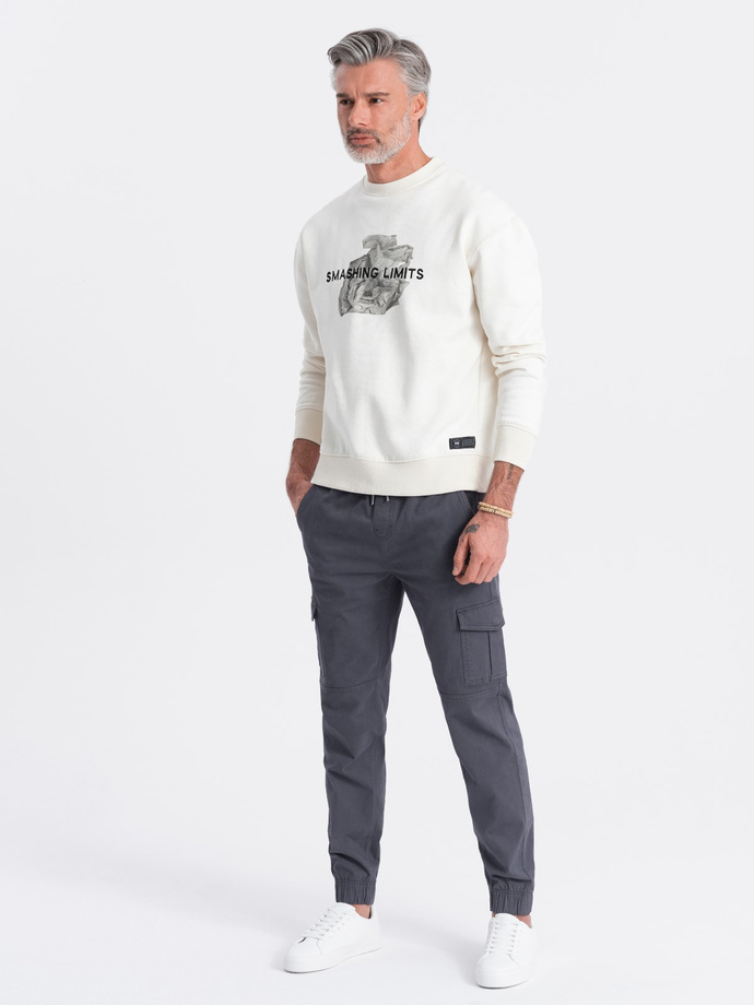 Pánské kalhoty JOGGERY s cargo kapsami na zip - grafitová V3 OM-PAJO-0123