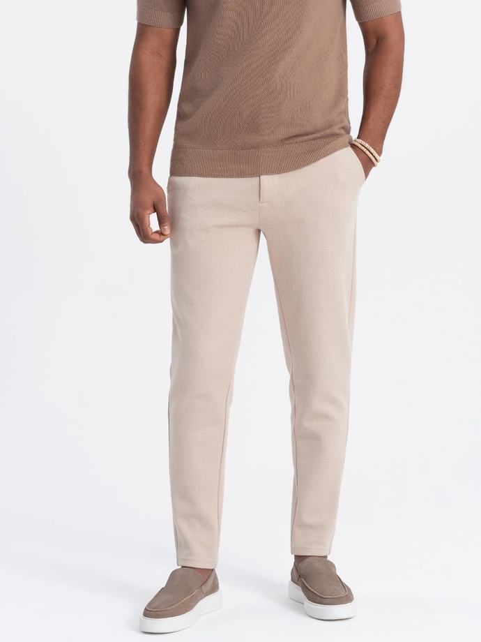 CARROT men's pants in structured two-tone knit - beige V2 OM-PACP-0168