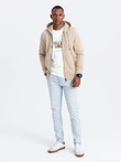 Men's unbuttoned cotton BASIC sweatshirt - beige V6 OM-SSBZ-0160