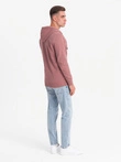 BASIC men's unbuttoned cotton sweatshirt - dark pink V4 OM-SSBZ-0160