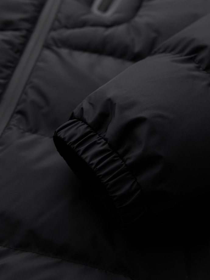 Jachetă izolată matlasată pentru bărbați cu mâneci raglan - negru V4 OM-JAHP-0302