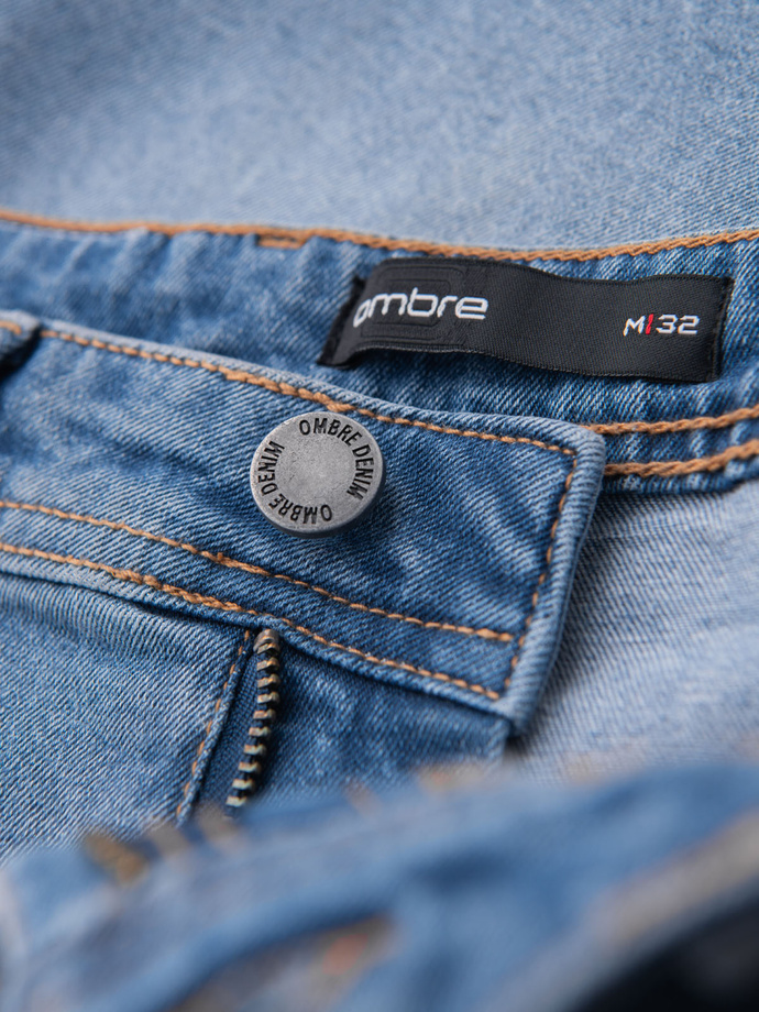 Džinsiniai vyriški klasikinio kirpimo šortai - šviesiai mėlyni V2 OM-SRDS-0171