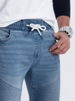 Pantaloni de jogger din denim pentru bărbați cu cusături - albastru V2 OM-PADJ-0113