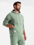 Men's sweatshirt set kangaroo sweatshirt + shorts - green V3 Z75