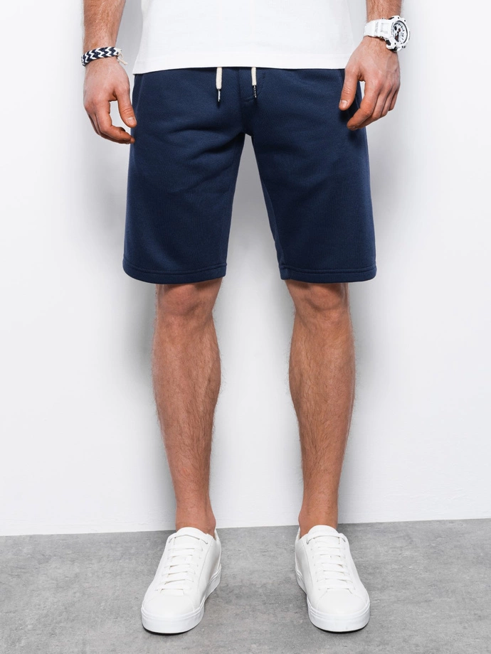 Men's short shorts with pockets - navy blue V12 OM-SRBS-0109