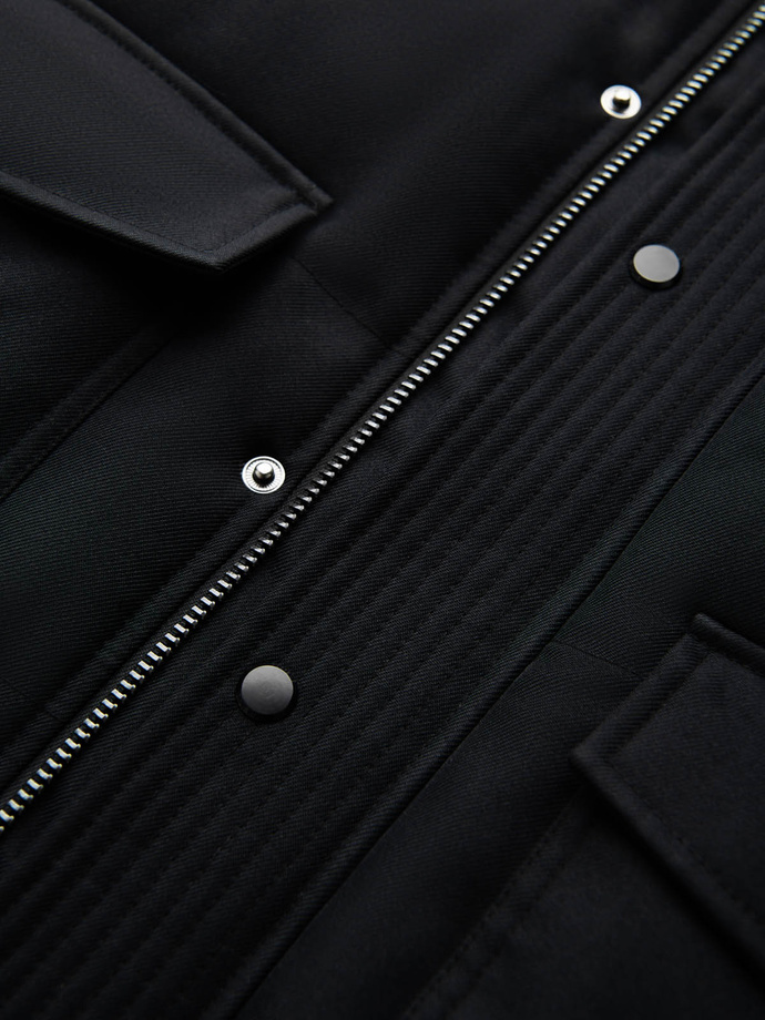 Vyriška ilga šilta striukė su gobtuvu - juoda V2 OM-JALJ-0182