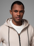 Sweatshirt unzipped hoodie in streetwear style - sand V6 OM-SSZP-0213