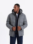 Men's lightweight jacket with mesh lining and hood - grey V1 OM-JAHP-0203