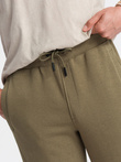 Pantaloni de trening jogger din bumbac pentru bărbați BASIC - olive V2 OM-PABS-0174