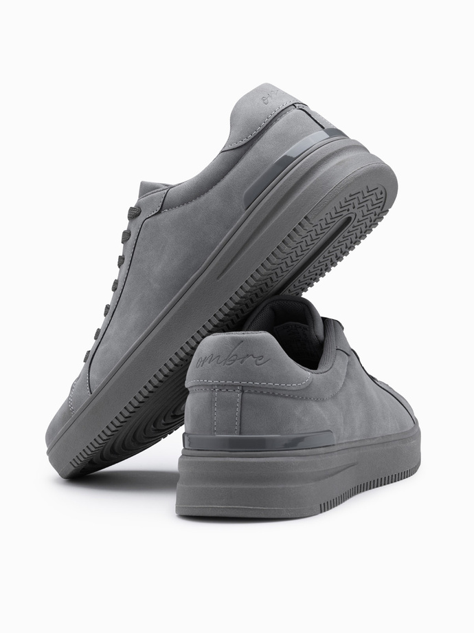 Pantofi bărbătești casual solid eco nubuc - gri V3 OM-FOCS-0151