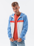 Men's hooded windbreaker jacket - blue V2 C438