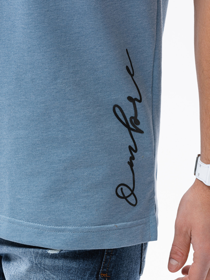 Tricou cu imprimeu pentru barbati - albastru S1371