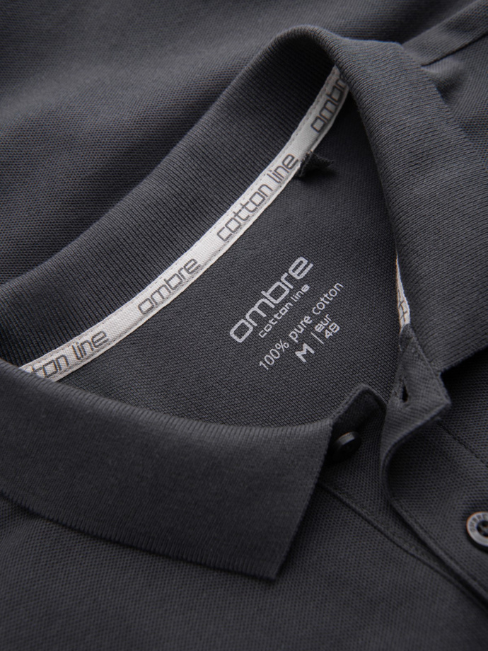 BASIC men's single color pique knit polo shirt - graphite V3 OM-POBS-0100