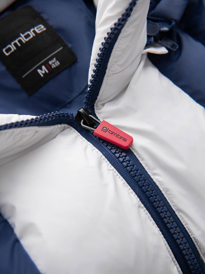 Pánska farebná retro športová bunda - modrá a biela V1 OM-JALP-0175