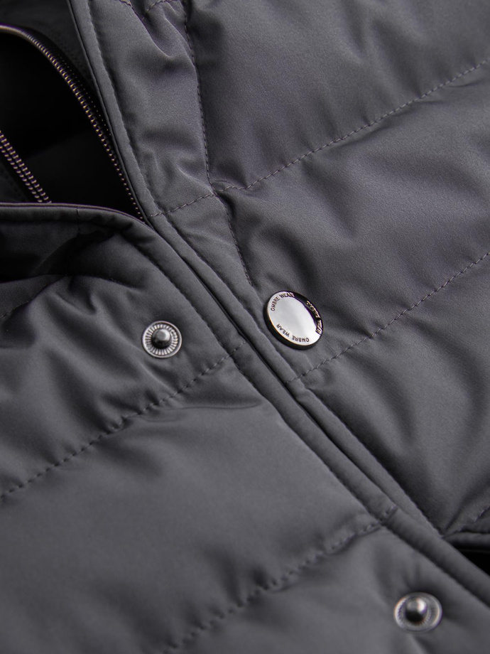 Men's quilted jacket with jacket cut - graphite V2 OM-JALP-0188