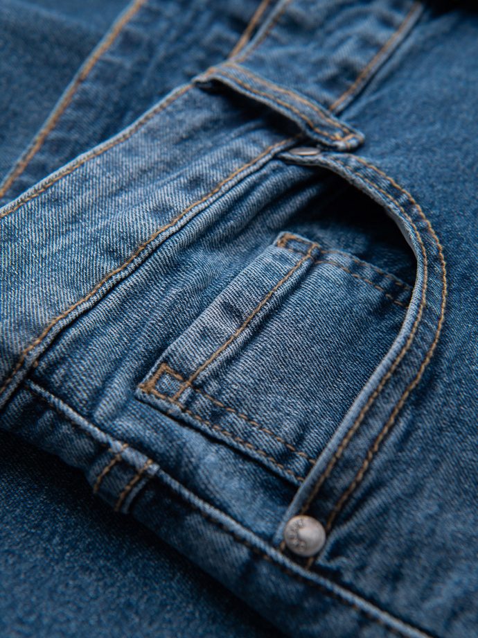 Pantaloni bărbătești SLIM FIT din denim cu frecare - albastru închis V2 OM-PADP-0255