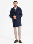 Pánský dvouřadový kabát s ozdobnými knoflíky - indigo V1 OM-COWC-0109
