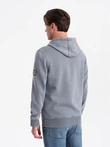 Washable men's unbuttoned hooded sweatshirt - light blue V3 OM-SSDS-0110