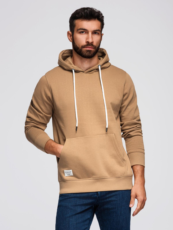 Men's BASIC kangaroo hooded sweatshirt - brown V2 B1674