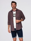 Men's checkered flannel shirt - navy blue and black V6 OM-SHCS-0150
