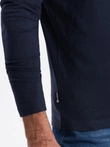 BASIC men's longsleeve with round neckline - navy blue V2 OM-LSBL-0106