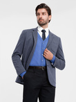 Blazer tricotat structurat pentru bărbați - albastru marin V1 OM-BLZB-0129