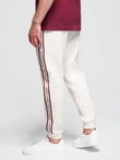 Men's sport jogger pants with stripes - cream V2 OM-PASK-0284