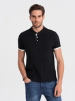 Tricou polo fără guler pentru bărbați - negru V8 OM-TSCT-0156