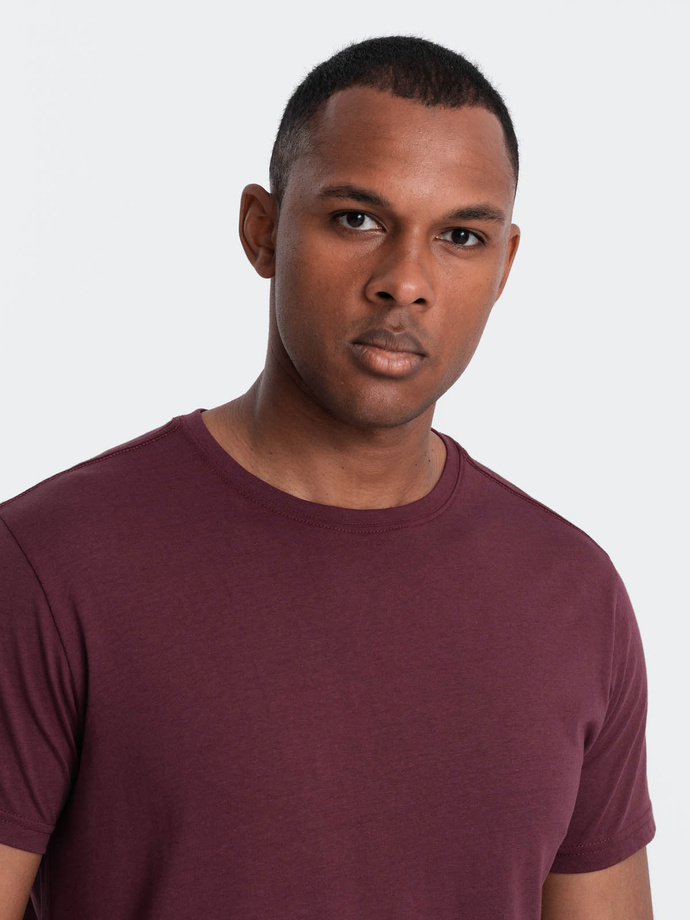 Tricou clasic din bumbac pentru bărbați BASIC - maro V10 OM-TSBS-0146